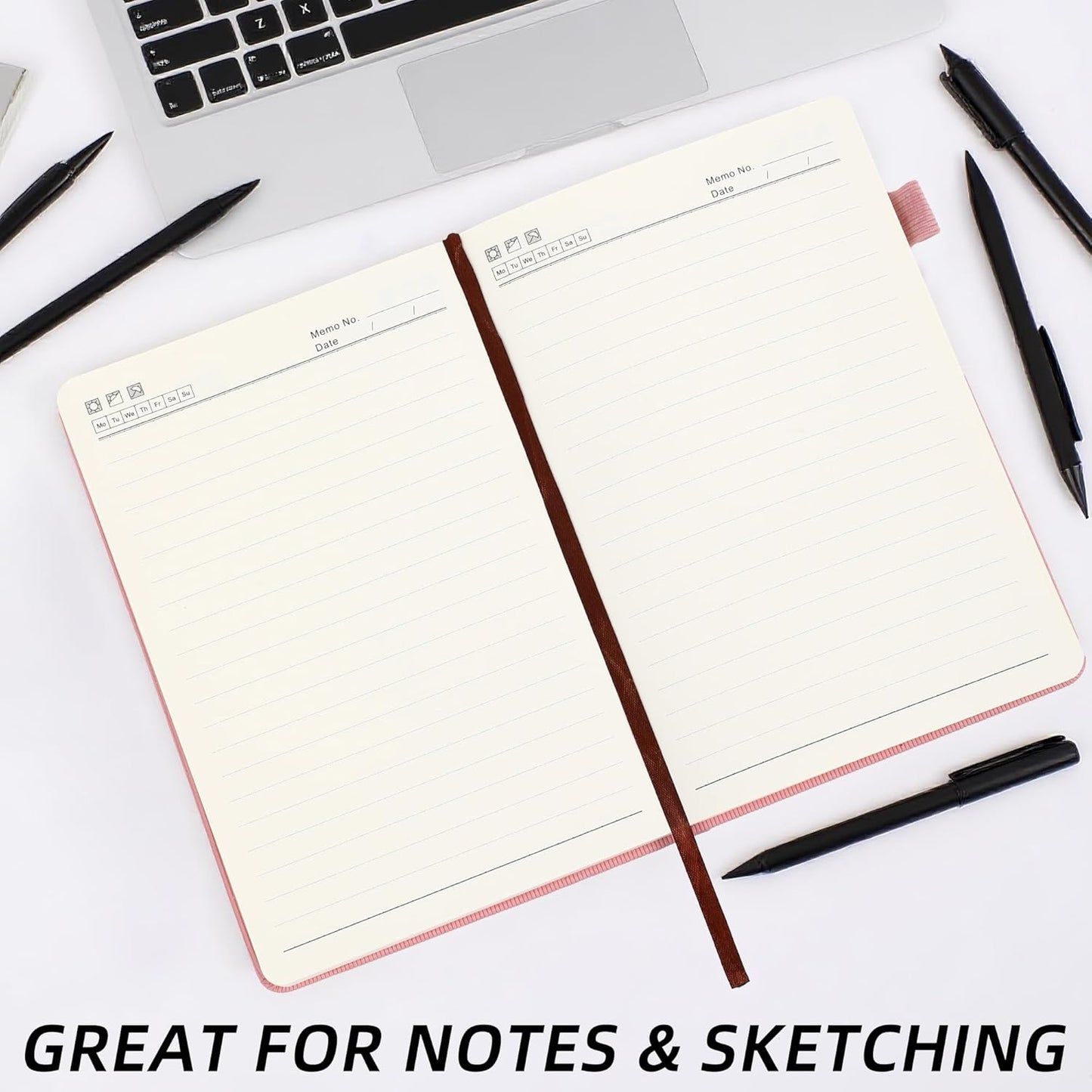 BOBO RABBIT Lined Journal Notebook for Work 100 GSM Thick Paper 300 Pages College Ruled A5 Notebook Hardcover Leather Journal for Writing School Office, 5.63"x8.43"