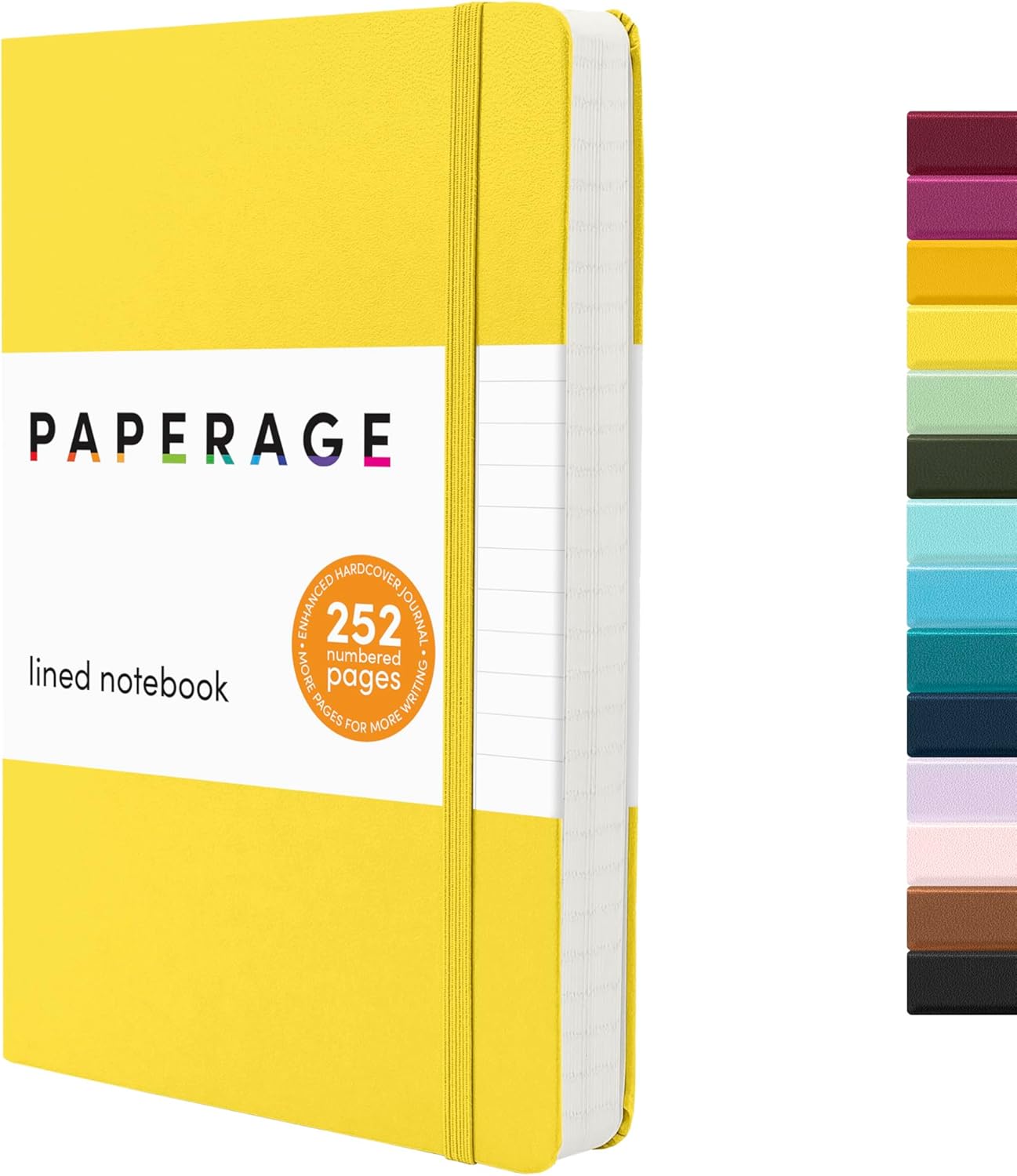 PAPERAGE Lined Journal Notebook, (Black), 160 Pages, Medium 5.6 in x 8 in - 100 GSM Thick Paper – Hardcover Journaling Notebook for Work, School & Note Taking
