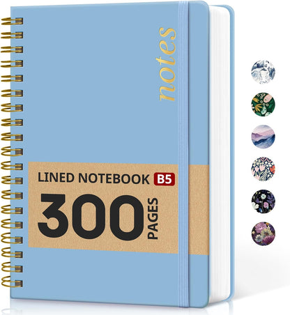 Lined Spiral Notebook Journal for Work, 300 Pages Thick B5 (7.1"x10") College Ruled Journal for Women & Writing, Hardcover Notebook for Note Taking, Perfect for Office Home School Supplies, Purple