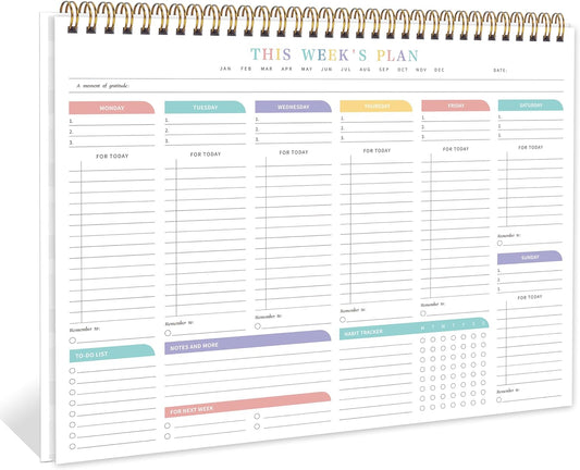 Kamoy Weekly To Do List Notepad with 52 Undated Sheets（8.5"×11"）- Undated Weekly Desk Planner Organizer for Work Home School Office Supplies