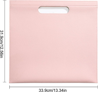 Premium PU Leather Waterproof File Folder & File Jackets & File Pockets Easy to Clean Document Organizer, Multi-Color Options, 13.34x12.56in, Ideal for Students & Professionals(Brown)