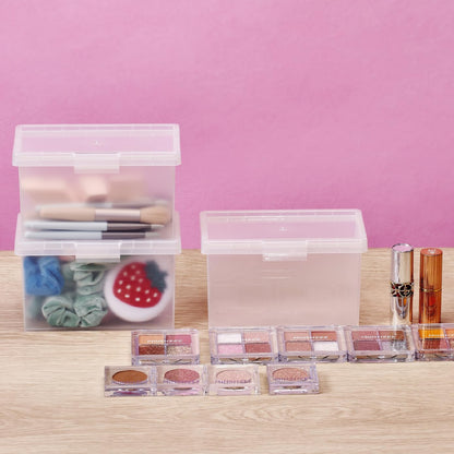 Bostitch Konnect Storage Containers with Lids, Office Organizer, Clear Plastic Box, Stackable for Index Cards, Labels, 1 Qt