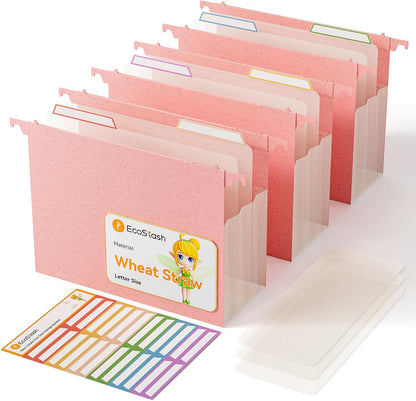 Extra Capacity Hanging File Folders, 3.15" Reinforced Wheat Straw Expanding Hanging Folder Letter Size, Heavy Duty for Filing Cabinets, File Organizer for Office & Home-Sky Blue-3 Packs