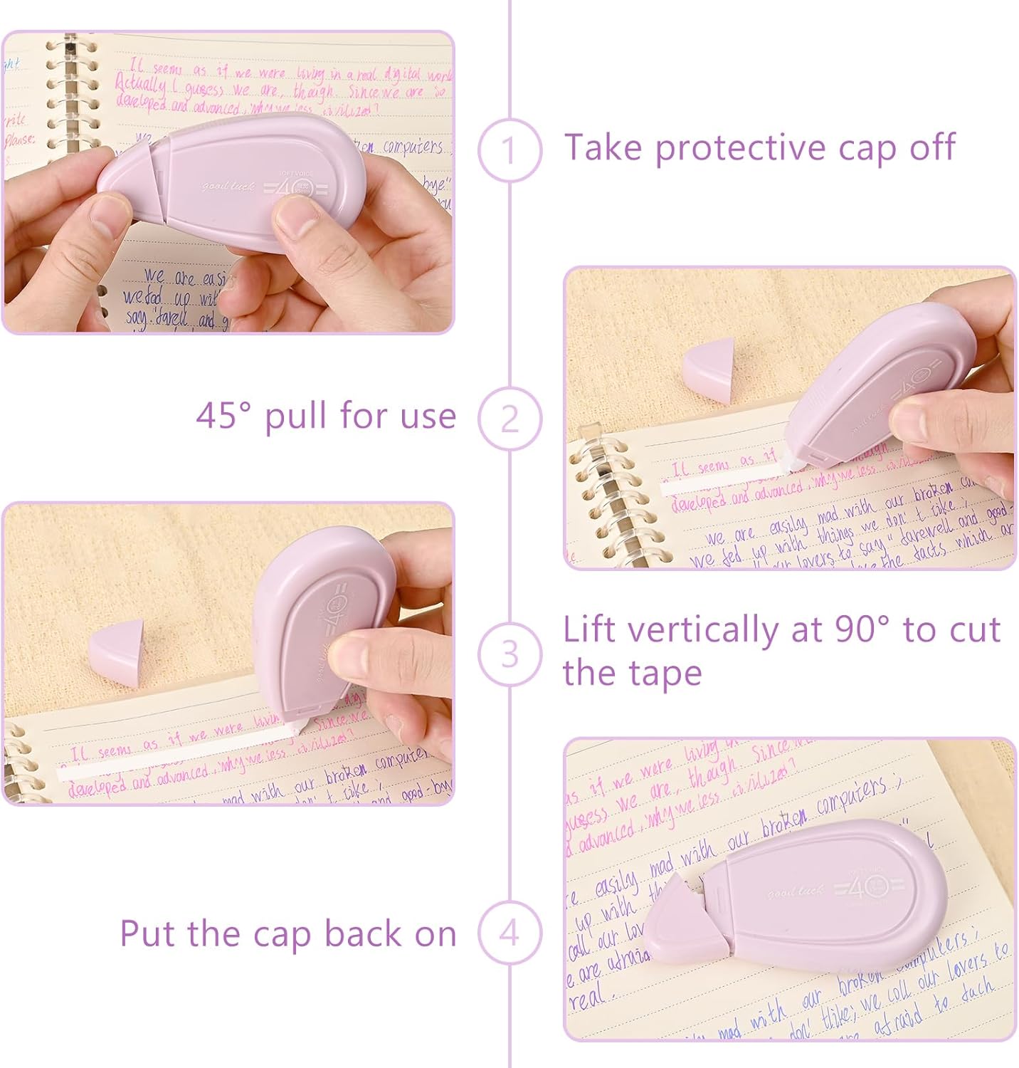 5pcs White Correction Out Tape, 32.81 Feet Cute Correction Tape for Instant Corrections, Easy to Use Applicator for Office and School Supplies (Green)