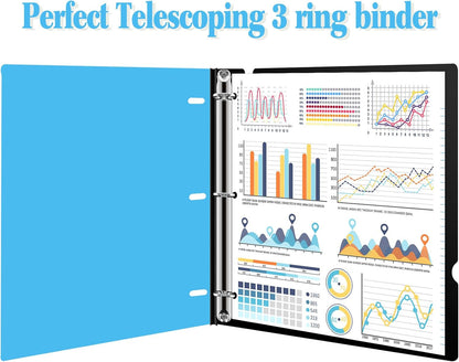INFUN Telescoping 3 Ring Binder - 4PCS, Portable Plastic 3 Ring Binder with Telescoping Spine, Binders with Foldable Front Cover Holds 8.5"x11" Paper for School, Office, Homes