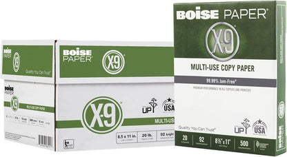Boise X-9 Multi-Use Printer & Copy Paper, 5 Reams, White, Ledger (11in x 17in), 2500 Sheets Per Case, 20 Lb, 92 Brightness