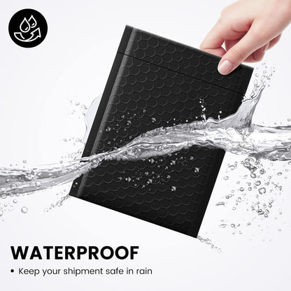 Fuxury Black Bubble Mailers 4x8" 200 Pack Waterproof Padded Envelopes Self Seal Bubble Envelopes Usable Size 4x7" Padded Mailers for Small Business Shipping Envelope Mailers