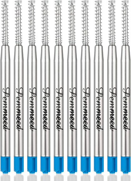 Ballpoint Pen Refills with Spring for Penneed B5/B6/B8 Pen, Parker Waterman Compatible Ballpoint Pen Refills Twist Action Medium Point 1.0mm Pack of 10(Black Ink)