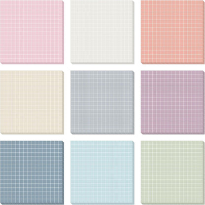 Jecery 9 Pack 4 x 6 Inch Grid Sticky Notes Self Adhesive Memo Pad Cute Graph Paper Self Stick Note Pads with Grid Lines for Gifts Office Supplies, 270 Sheets(Soft Colors)