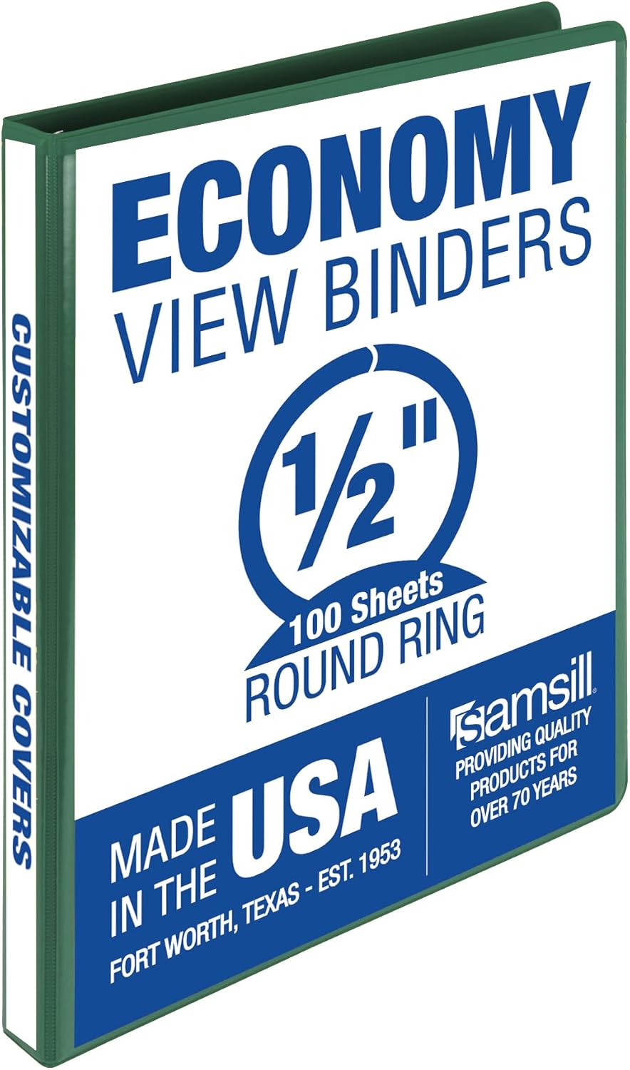 Samsill 1.5 Inch 3 Ring Binders, Economy Round Ring, Clear View Cover, 325 Sheet Capacity - for School, Home, Office - White, 4 Pack