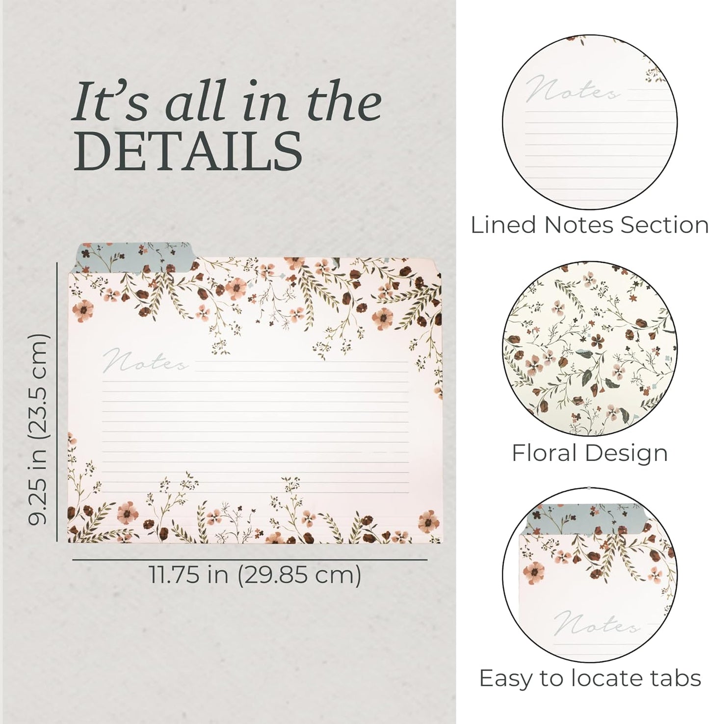 Steel Mill & Co Cute File Folders, Set of 9, Document Organizer for Filing Cabinet, Decorative Letter Size Files, Wanderlust