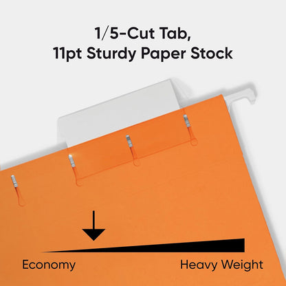Smead Standard Hanging File Folders, 25 Count, Assorted Primaries, 1/5-Cut Adjustable Tabs, Letter Size (64059)