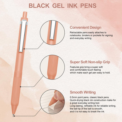 Linbsunne Gel Pens Black Ink Pens for Office 0.5mm Fine Point Pens Smooth Writing Retractable Work Pen (12-count)