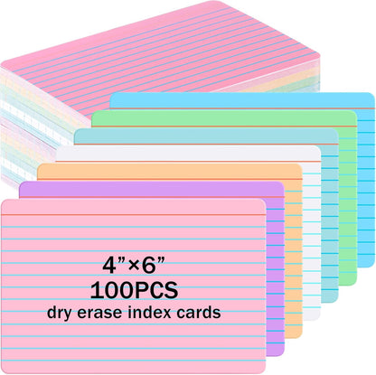 Harloon 100 Pcs Dry Erase Index Cards 3 x 5 Inch Laminated Reusable Dry Erase Note Cards Sheets for Office to Do List(White)