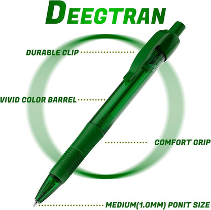 deegtran Pens Bulk, 30 Pack No Bleed Black Ink Click Pens with Soft Grip, Wholesale Retractable Ballpoint Pens for Office School, Medium Point Smooth 1.0MM