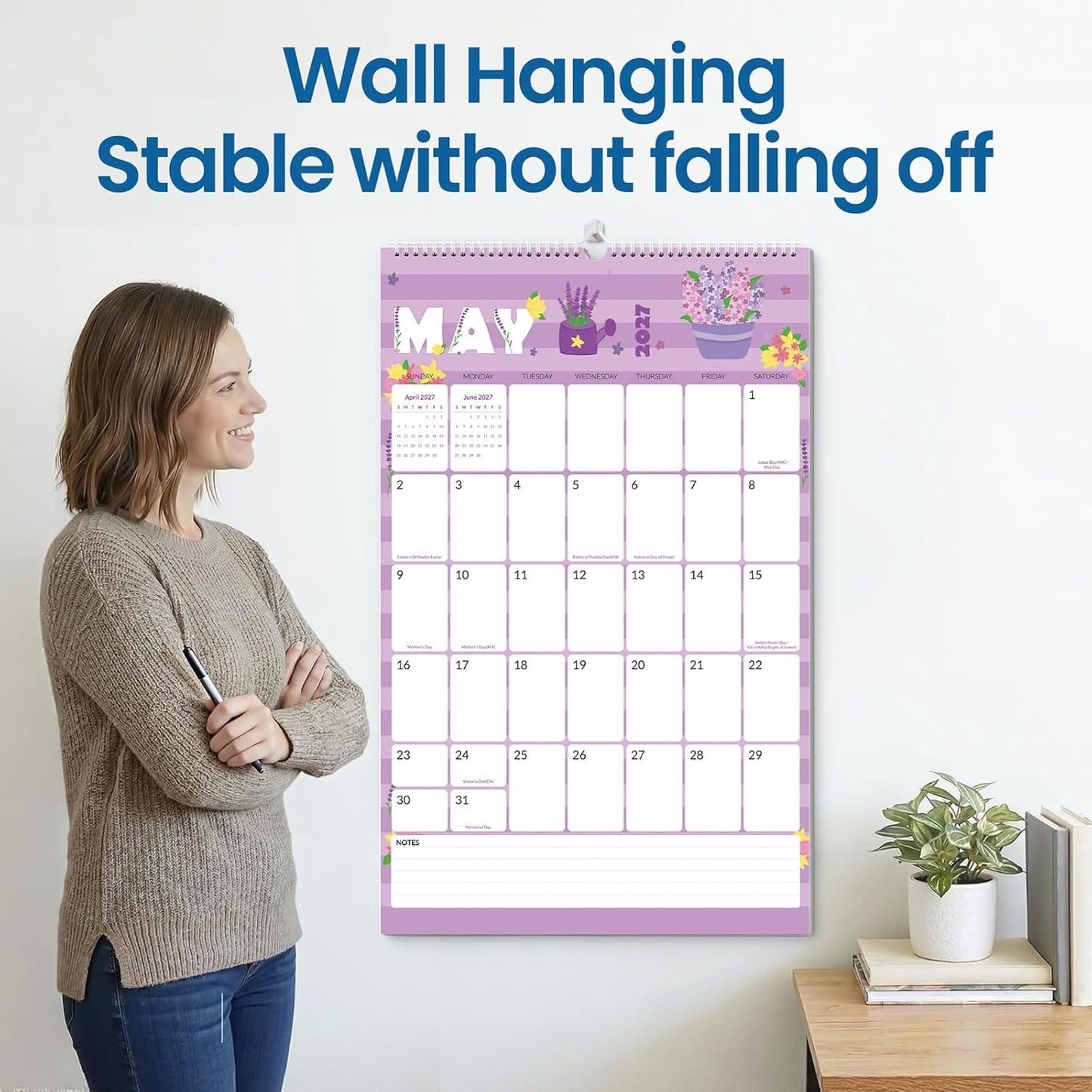 SUNEE 2026 Wall Calendar Large 22.75"x15.5", 21 Month Calendar (Ends December 2027), Vertical Extra Large, Seasons Color