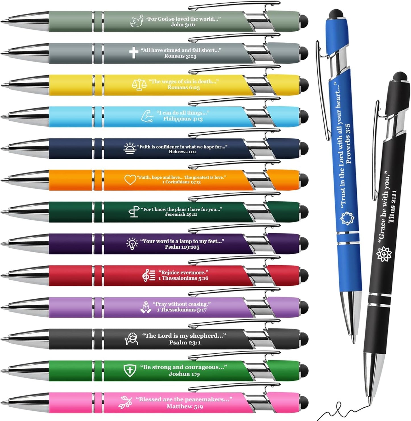 15 Pack Motivational Pen Set - Inspirational Quotes Retractable Ballpoint Pens for Office School Supplies, Encouragement Gifts for Women Men, Multicolor