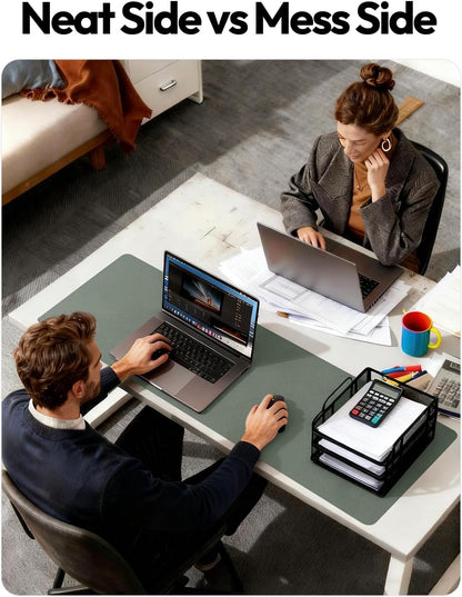 YSAGi Leather Office Desk Pad Protector, Large Mouse Pad, Non-Slip, PU Leather, Laptop Desk Blotter, Waterproof Writing Pad for Office and Home, Black, 23.6" x 13.8" - Colors A