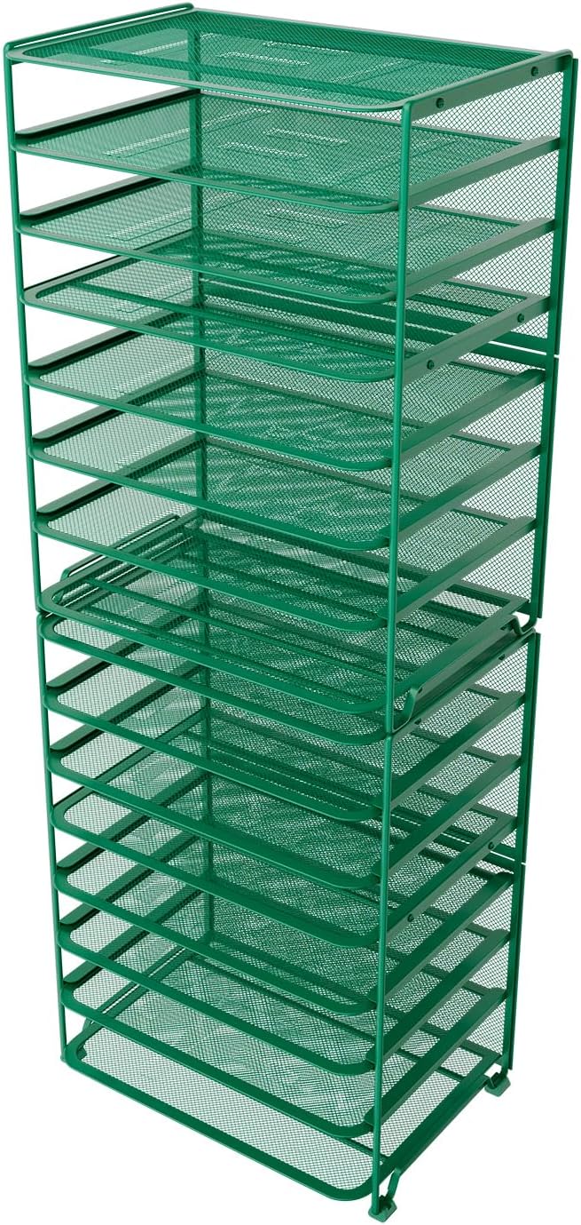 Simple Trending 2 Pack 8 Tier Letter Tray Paper - Mesh Desk File Organizer for Office School Desktop, Black