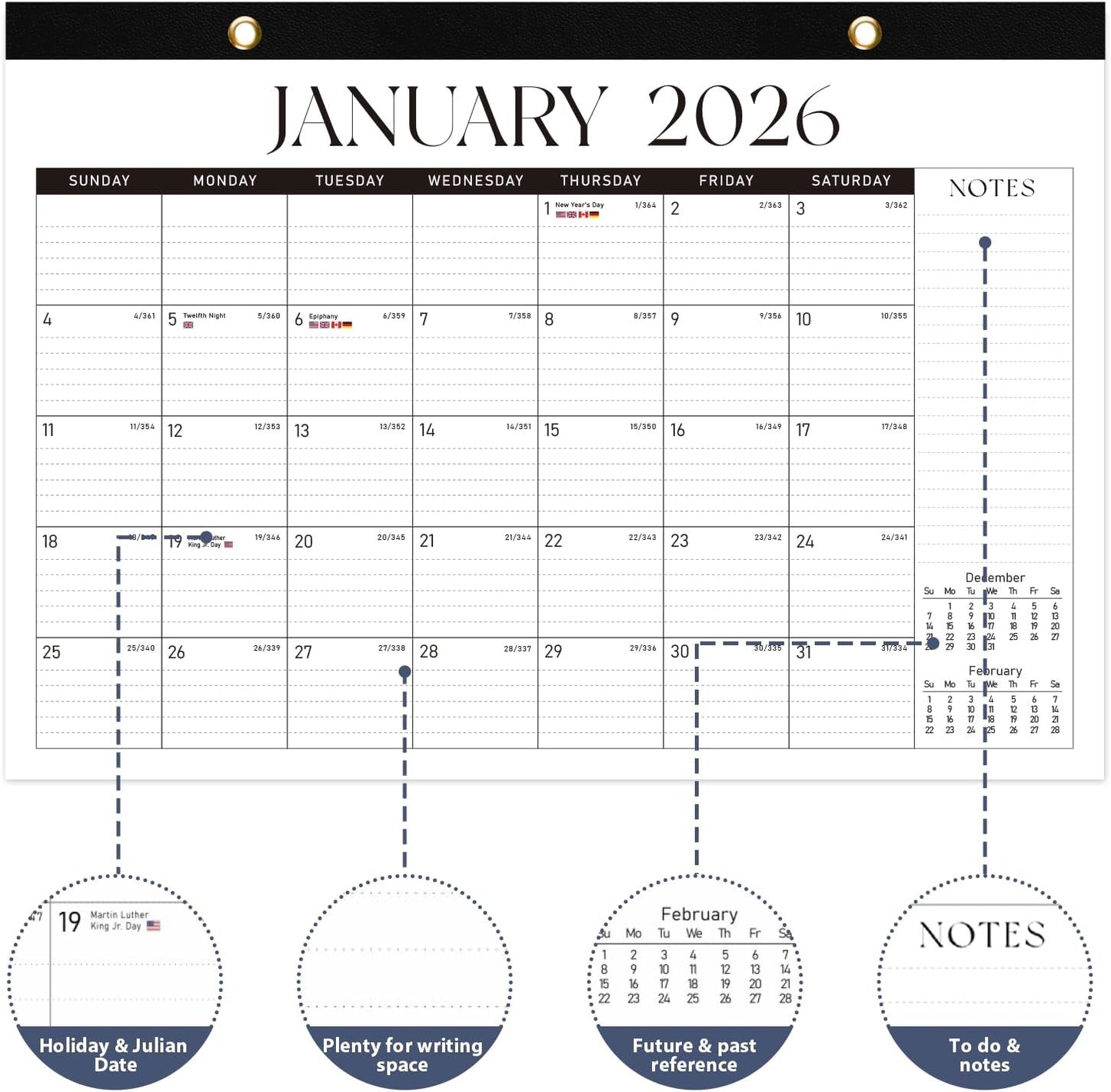 2026 Desk Calendar, Large Desktop/Wall Monthly Calendar (Jan. 2026 - Jun. 2027) 17'' x 12'' School Year Desk Planner for Teacher Family School Office Supplies