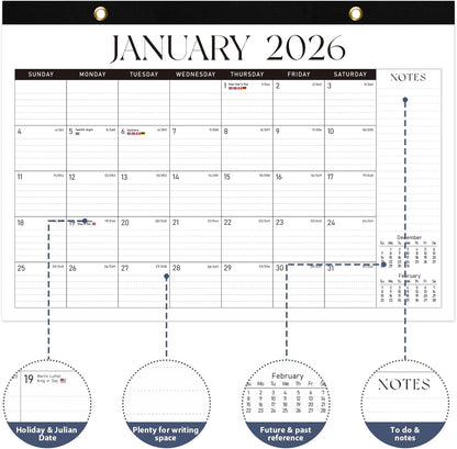2026 Desk Calendar, Large Desktop/Wall Monthly Calendar (Jan. 2026 - Jun. 2027) 17'' x 12'' School Year Desk Planner for Teacher Family School Office Supplies