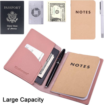 Wisdompro Journal Cover, 2 Pack PU Leather Notebook Cover for Field Notes, or other 3.5" x 5.5" Pocket Notebooks - Blue