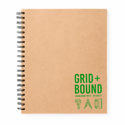 Grid+Bound Engineering Notebook, Spiral-Bound, 2 Pack, 8.5" x 11", Green Tint, Margin Front, 5x5 Graph Back, 150 Sheets per Notebook