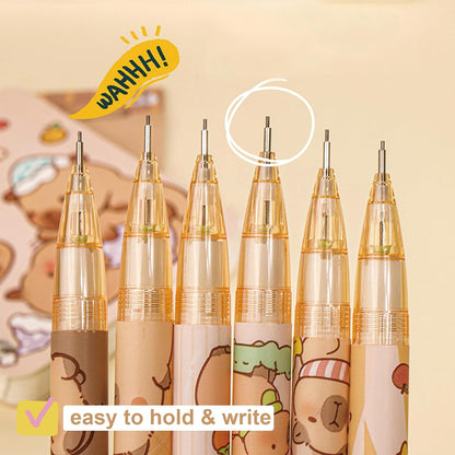 MOZXIRZ 4 Pcs Cute Mechanical Pencils with Top Eraser 0.5mm Cartoon Space Mechanical Pencil School Pencil for Women (6pcs Space)