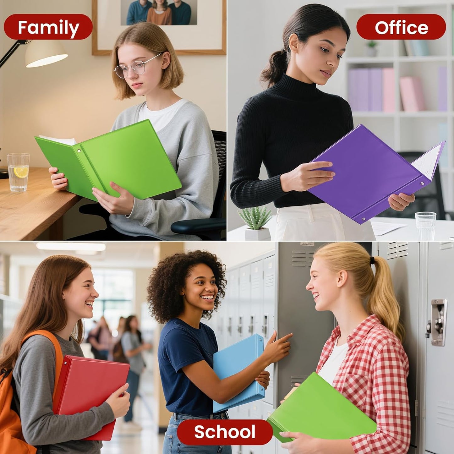 SUNEE 1/2 Inch Binders 3 Ring 10 Pack Bulk, PVC-Free Clear View Half Inch Binders (Fits 8.5x11 Inches) for School, Office & Home Use, White