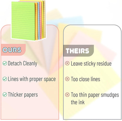 Mr. Pen- Lined Sticky Notes, 3" x 3", 12 Pads, 60 Sheets/Pad, Morandi Color, Bulk Sticky Notes with Lines, Ruled Post Stickies, Memo Pads, Self-Stick Note Pad for Office, School, Home, Study