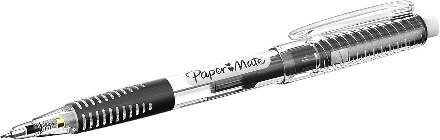 Paper Mate Clearpoint Mechanical Pencils, 0.5mm Break-Resistant HB #2 Lead, Eraser Refills, 2 Count