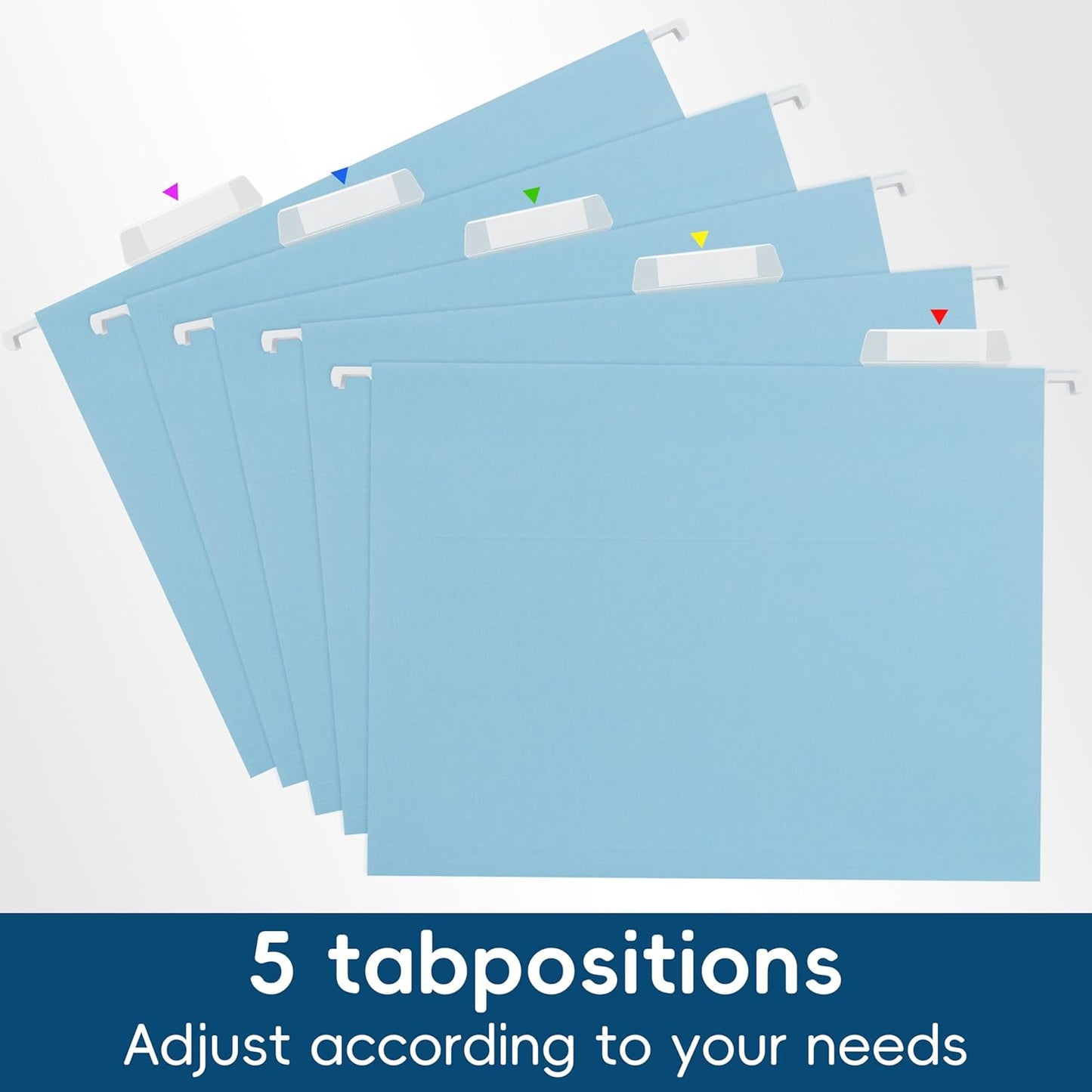 Blue Hanging File Folders,25 Pack Letter Size File Folders with 1/5-cut Tabs,Office Essentials for Filing Cabinet & Desk Storage