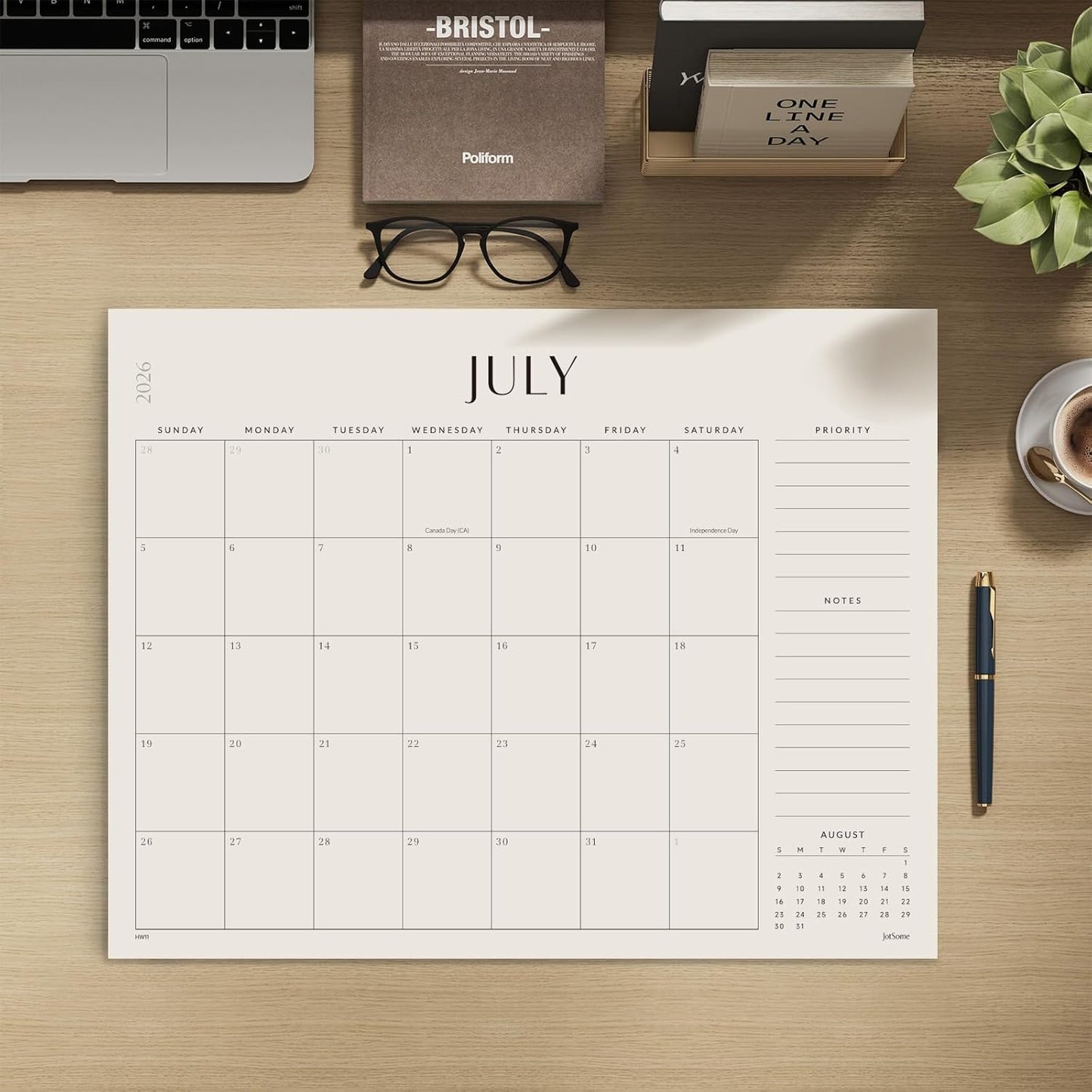 Jotsome Large Desk Calendar 2026-2027, Desk Pad Calendar From Now to June 2027 22x17 inch, Desk Blotter Calendar for Home and Office, Easy Planning (Beige, 17" x 22")
