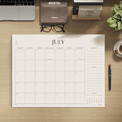 Jotsome Large Desk Calendar 2026-2027, Desk Pad Calendar From Now to June 2027 22x17 inch, Desk Blotter Calendar for Home and Office, Easy Planning (Beige, 17" x 22")