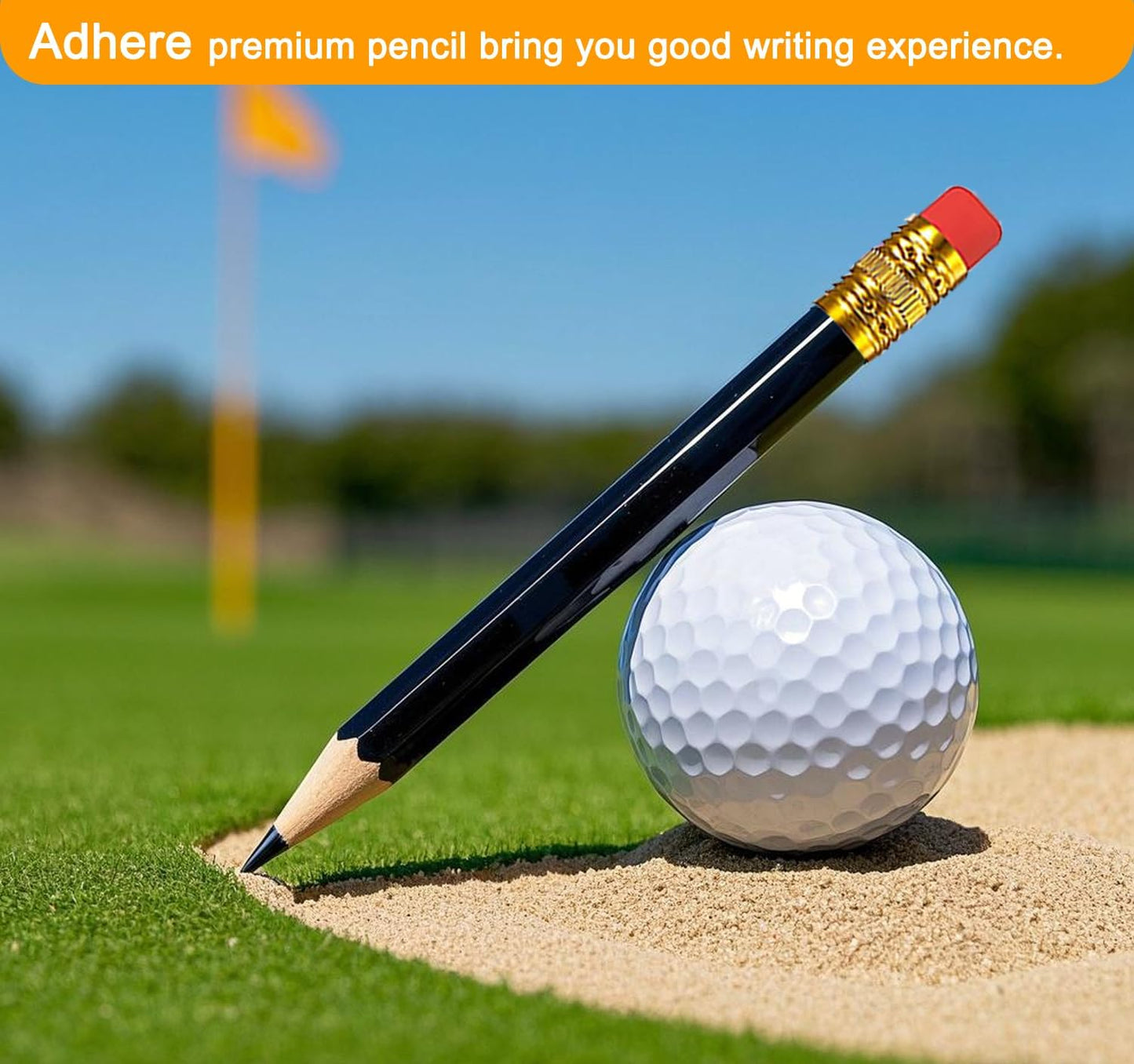 Adhere 25pcs Golf Pencils with Eraser Pre sharpened Hexagon half Wooden Pencils Graphite 2B for Golf Event Scoring,Classroom,Wedding,Company Meetings,Pew, Pocket (Nature)