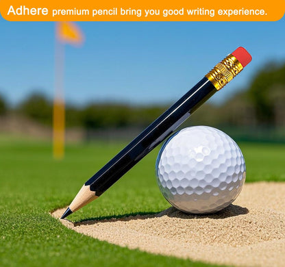 Adhere 25pcs Golf Pencils with Eraser Pre sharpened Hexagon half Wooden Pencils Graphite 2B for Golf Event Scoring,Classroom,Wedding,Company Meetings,Pew, Pocket (Nature)