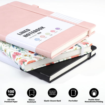 Thboxes 80 Sheets Lined Journal Notebook, 5.7" X 8.3" Hardcover Executive Notebook for Student Worker Women Men, Notepads Journals for Writing Travel & Organization, Nurses Week Gifts, Pink