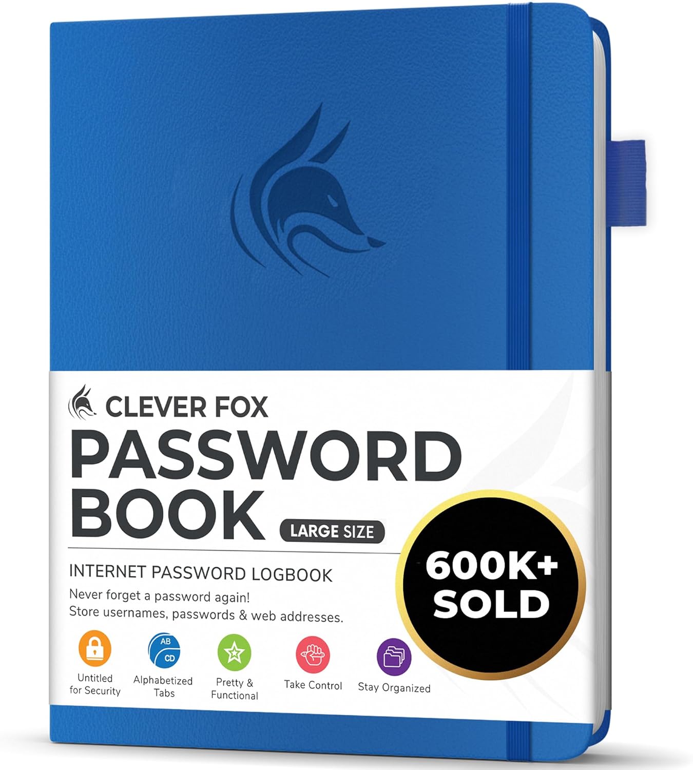 Clever Fox Password Book with alphabetical tabs. Internet Address Organizer Logbook. Small Pocket Password Keeper for Website Logins (Orange)