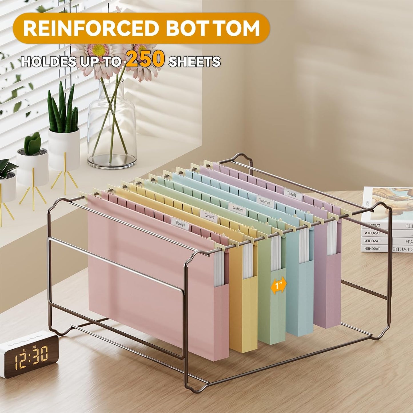 Letter Size Hanging File Folders Extra Capacity,2" Expandable Plastic Hanging File Organizer for Filing Cabinet Office Home,12 Pack Sturdy Pastel Heavy Duty Hang Folder with Tabs,for File Box