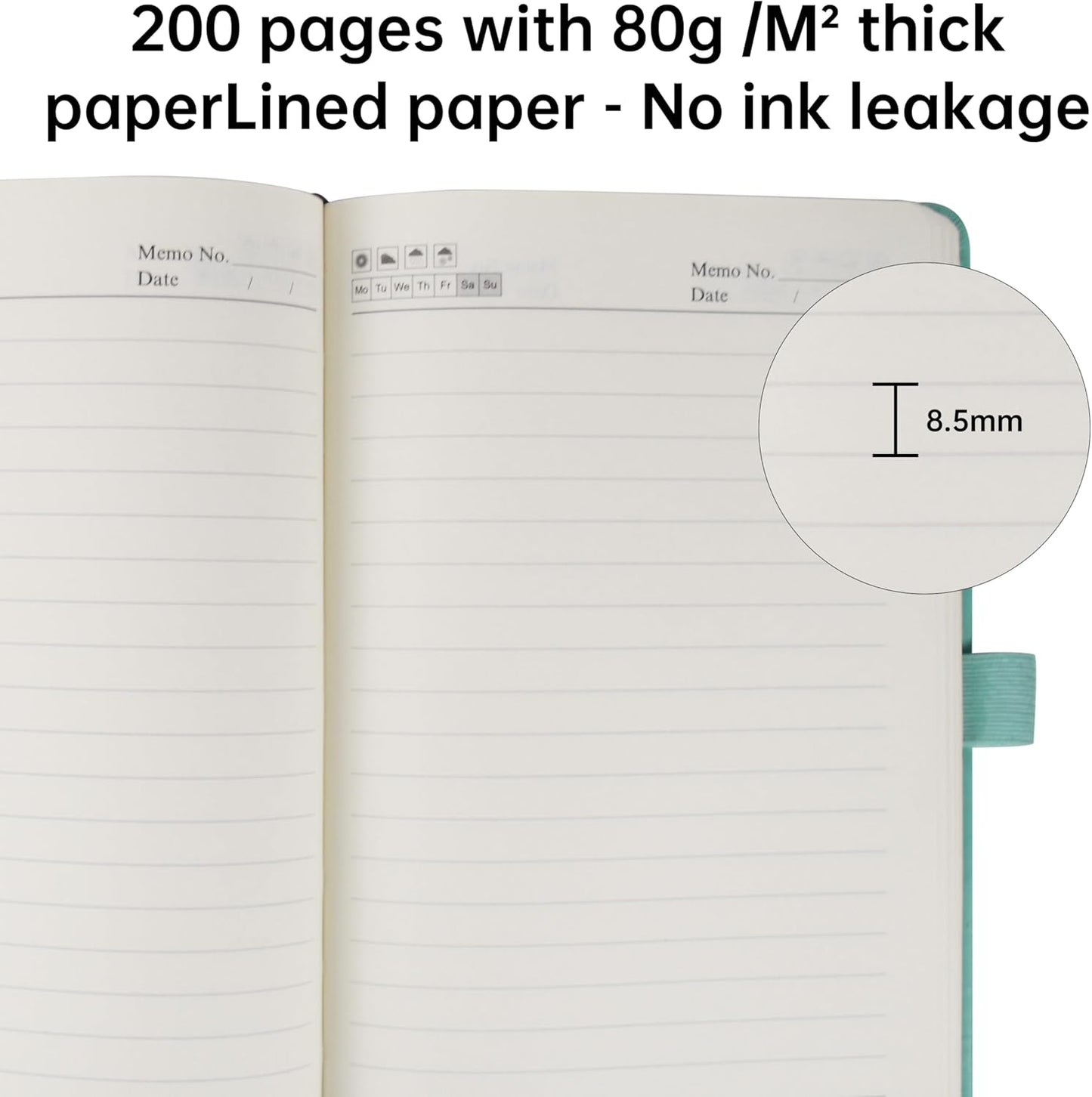 Notebook Journal for Women,A5 Hardcover Leather Journaling Notebooks for Work,200 Pages Travel Journal for Women Men with Pen Holder and Ribbon,5.78"×8.34"(Turquoise)