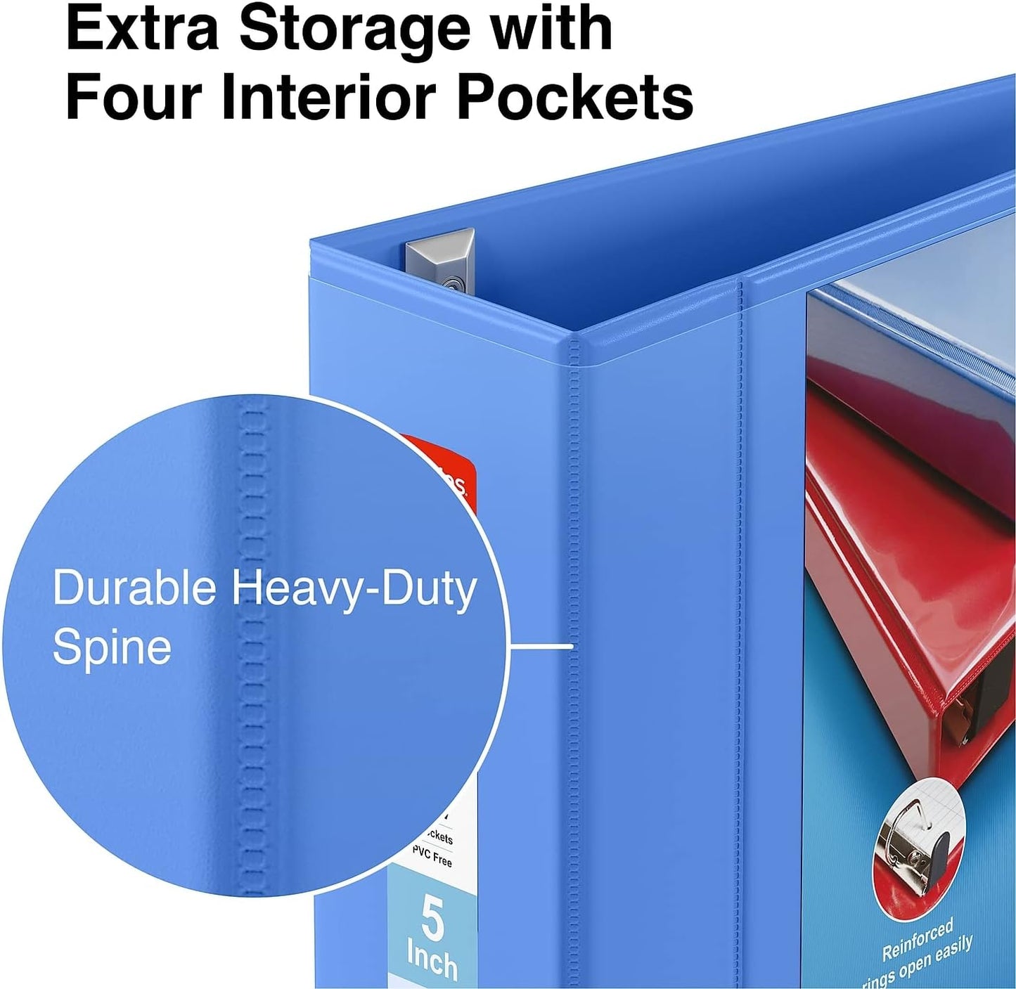 Staples Heavy-Duty 2-Inch D-Ring View Binder, Reinforced Spine, Holds Up to 450 Sheets, Gray, for Office & School