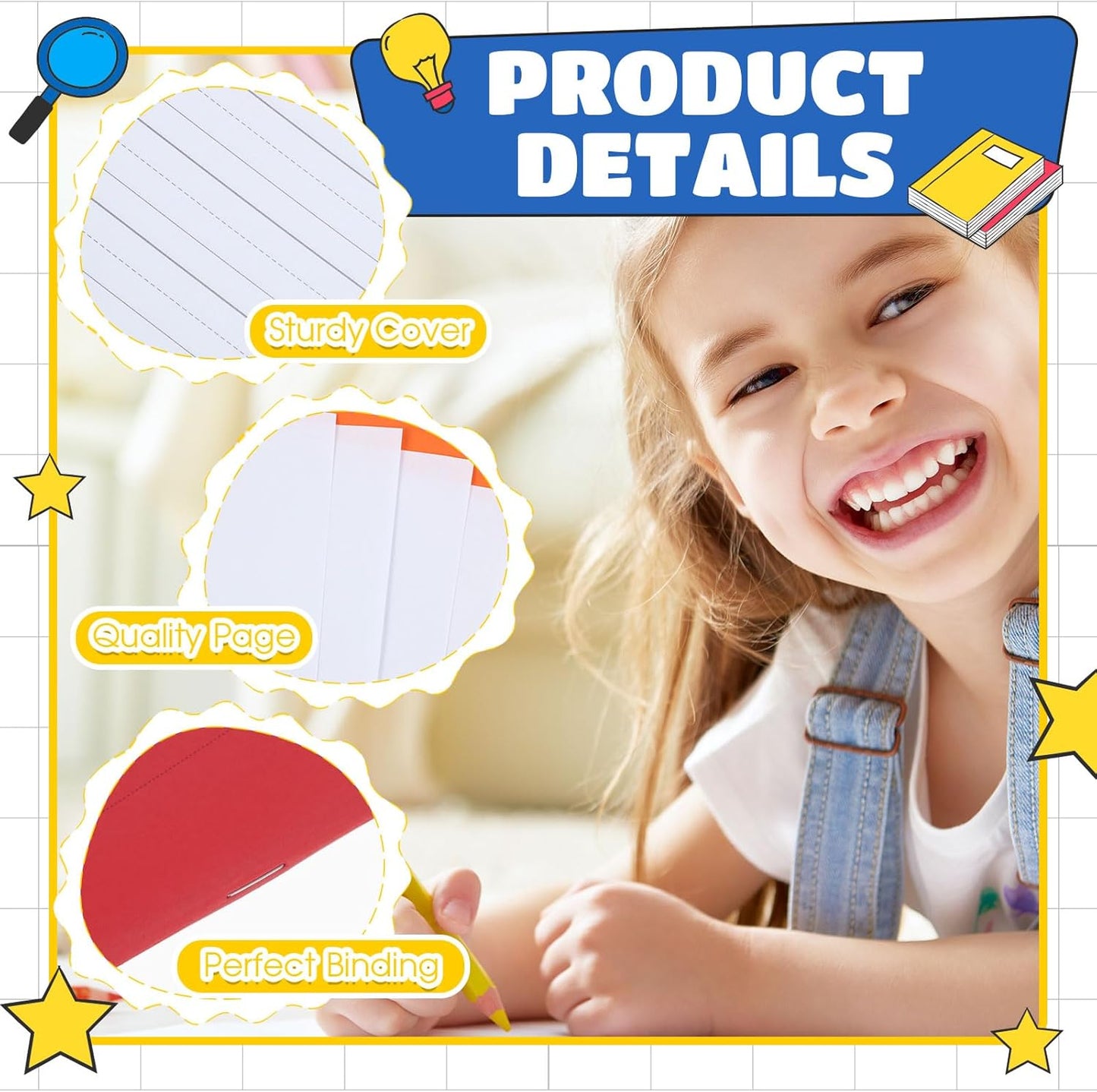 Henoyso 12 Pcs Primary Composition Notebook K-2 Primary Journal, Notebook for Kids Supplies, Bulk Blank Writing Book for Kid to Write Draw Journal 60 Page (9.8″ X 7.5″,Light Color)