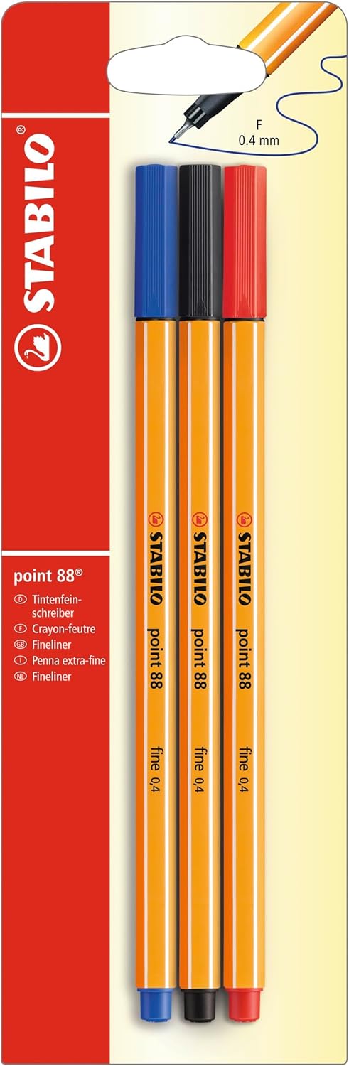 STABILO - point 88 - Fineliner - Pack of 3 - Black
