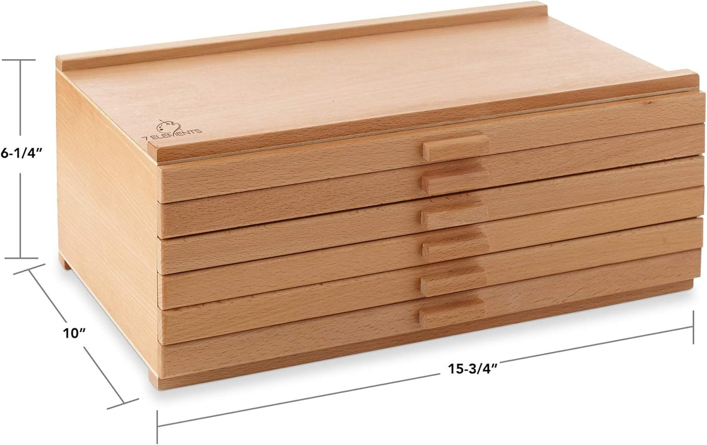 7 Elements 4 Drawer Wooden Artist Storage Supply Box for Pastels, Pencils, Pens, Markers, Brushes and Tools