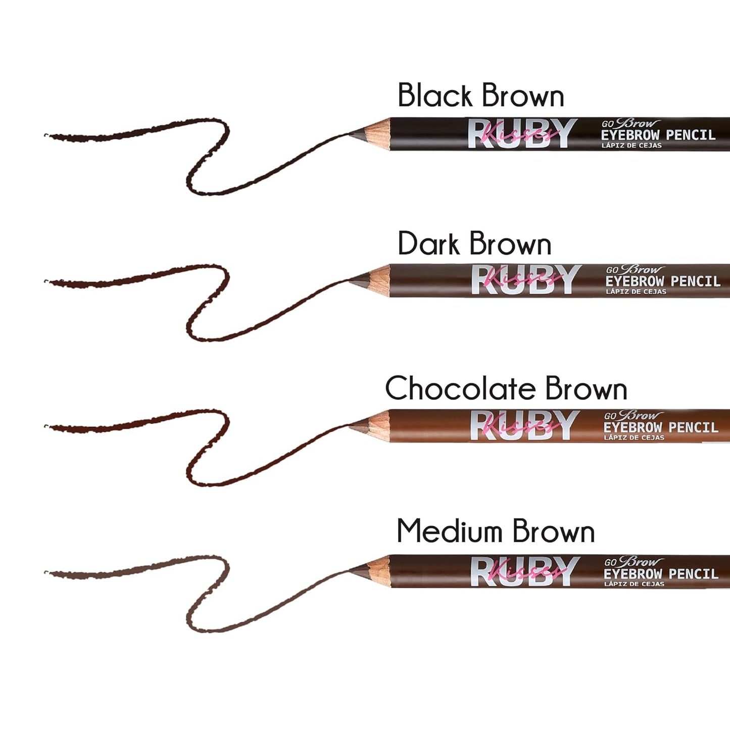 Kiss Go Brow Eyebrow Wooden Pencil Dark Brown (6 Pieces)