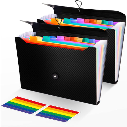 Expanding File Folder, 13 Pockets Accordion File Holder Organizer, A4 Letter Size Paper Document Receipt Organizer Accordian Filing Folder for Classroom, Home, Office and Travel