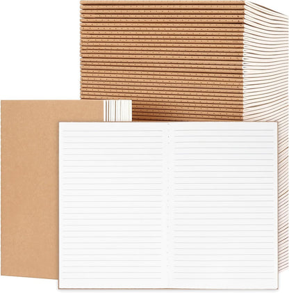 EOOUT 24 Pack Blank Kraft Notebooks, A5 Journals Notebook Bulk, Unlined Paper Sketchbooks, 8.3x5.5in 60 Pages Travel Journal Set for Journaling, Student, Kids, Writing