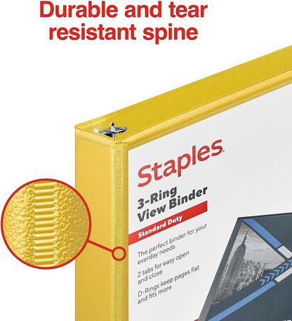 Staples Standard 2-Inch 3-Ring View Binder, Holds Up to 450 Sheets, Orange, Durable Binder for Office & School