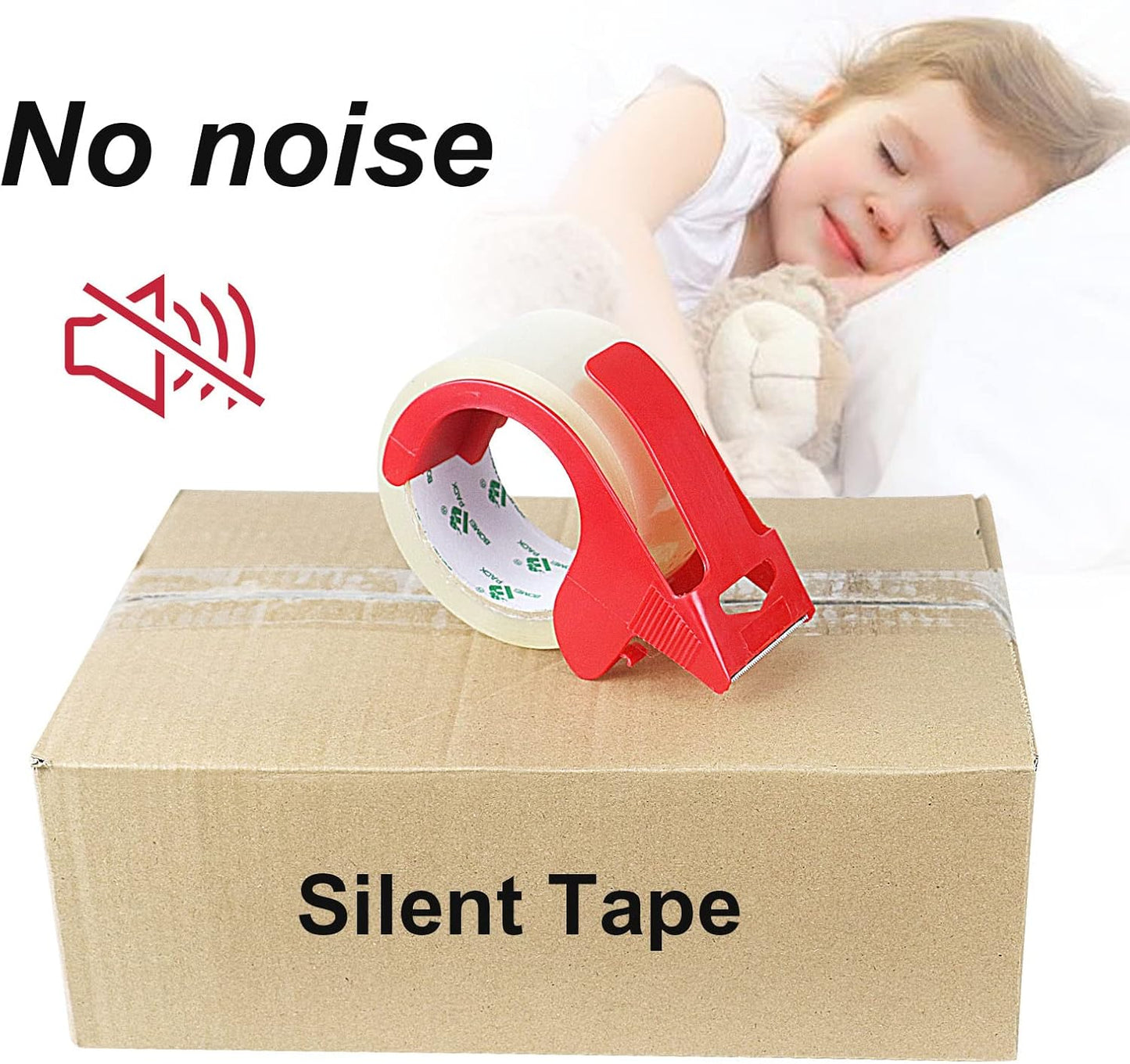 BOMEI PACK Heavy Duty Clear Packing Tape,2 Rolls with refillable Dispenser,Noiseless Packaging Tape 1.88 Inches x 55 Yards,Industrial Grade Boxes Shipping Tape for Moving,Mailing and Storages