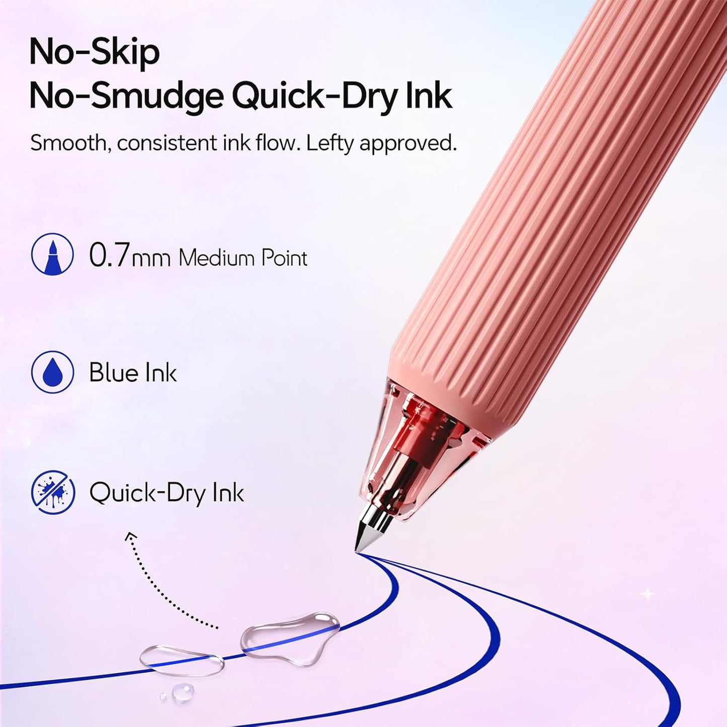 WRITECH Gel Pens Fine Point: Nebula Pen Set 0.7mm Black Ink Retractable 6ct Medium Point Smooth Writing with Aesthetic Gradient Color Barrel for Journaling Note Taking Silent Click No Smear